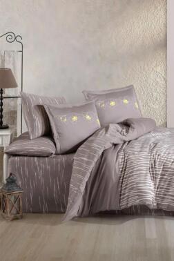 Adalia Pamuk Saten Çift Kişilik Nevresim Takımı Platin - Hobby