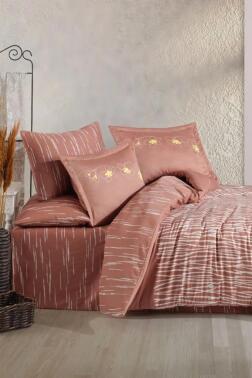 Adalia Pamuk Saten Çift Kişilik Nevresim Takımı Tarçın - Hobby