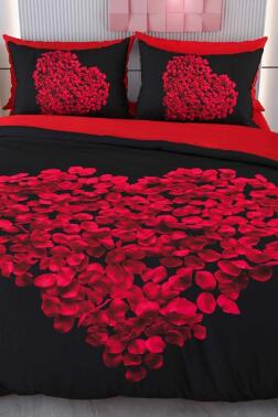 Ahsen Mikro Saten 3D Dijital Baskılı Çift Kişilik Nevresim Takımı - Çeyiz Diyarı