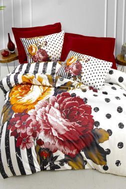 Aleksa Pamuk Saten Çift Kişilik Nevresim Takımı - Çeyiz Diyarı