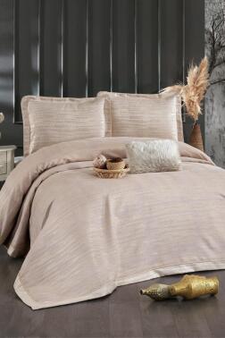 Alina Şönil Çift Kişilik Yatak Örtüsü 260x260 cm Gold - Çeyiz Diyarı