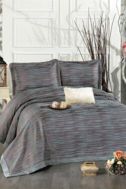 Alina Şönil Çift Kişilik Yatak Örtüsü 260x260 cm Turkuaz - Çeyiz Diyarı