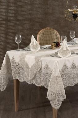Amanda Masa Örtüsü Takımı 26 Parça Altın - Çeyiz Diyarı