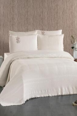 Amara 7 Parça %100 Pamuk Gelin Seti Ekru - Çeyiz Diyarı