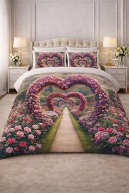 Amora 5D Baskılı %100 Pamuklu Çift Kişilik Nevresim Takımı - Çeyiz Diyarı