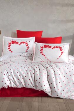 Amore Pamuk Saten Çift Kişilik Nevresim Takımı Beyaz - Hobby