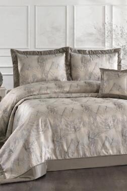 Anatolia Elyaf Dolgulu Çift Kişilik 250x255 Cm Yatak Örtüsü Gri - Çeyiz Diyarı