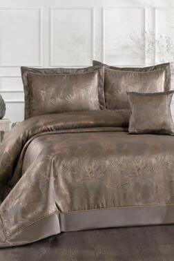 Anatolia Elyaf Dolgulu Çift Kişilik 250x255 Cm Yatak Örtüsü Vizon - Çeyiz Diyarı