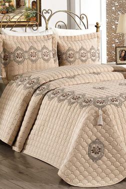 Angel Çift Kişilik Yatak Örtüsü Cappucino - Çeyiz Diyarı