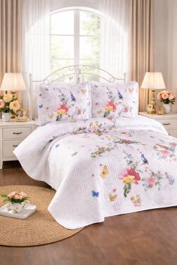 Anka Baskılı Kapitoneli Çift Kişilik Yatak Örtüsü - Çeyiz Diyarı