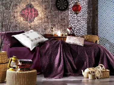 Anna Tek Kişilik Pike Takımı Mürdüm - Çeyiz Diyarı