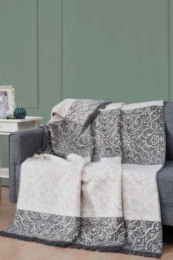 Antray Tek Kişilik Pamuklu Battaniye Gri - Çeyiz Diyarı