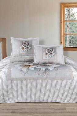 April Baskılı Kapitoneli Çift Kişilik Yatak Örtüsü - Çeyiz Diyarı