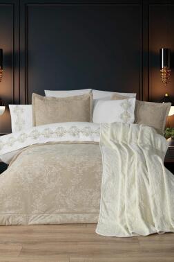 Arbor 10 Parça Battaniyeli Çeyiz Seti Bej - Çeyiz Diyarı