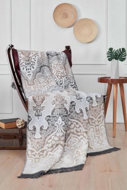 Arcene Tek Kişilik Pamuklu Battaniye Gri - Çeyiz Diyarı