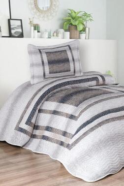 Aria Baskılı Kapitoneli Tek Kişilik Yatak Örtüsü Kahve - Çeyiz Diyarı