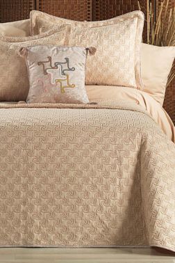 Aria Çift Kişilik Yatak Örtüsü 4 Parça Cappucino - Çeyiz Diyarı