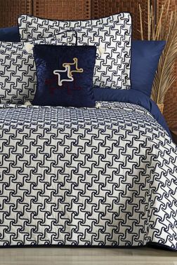 Aria Çift Kişilik Yatak Örtüsü 4 Parça Krem Mavi - Çeyiz Diyarı