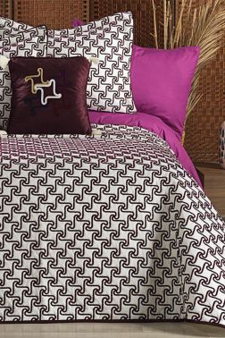 Aria Çift Kişilik Yatak Örtüsü 4 Parça Krem Mürdüm - Çeyiz Diyarı