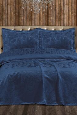 Arlina Şönil Çift Kişilik Yatak Örtüsü 240x260 cm Lacivert - Çeyiz Diyarı