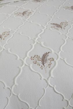 Artemis Nakışlı Şönil 2 Parça Tek Kişilik Yatak Örtüsü Bej - Çeyiz Diyarı (1)