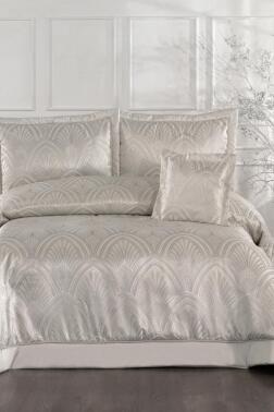 Artes Elyaf Dolgulu Çift Kişilik 250x255 Cm Yatak Örtüsü Ekru - Çeyiz Diyarı