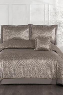 Artes Elyaf Dolgulu Çift Kişilik 250x255 Cm Yatak Örtüsü Kestane - Çeyiz Diyarı