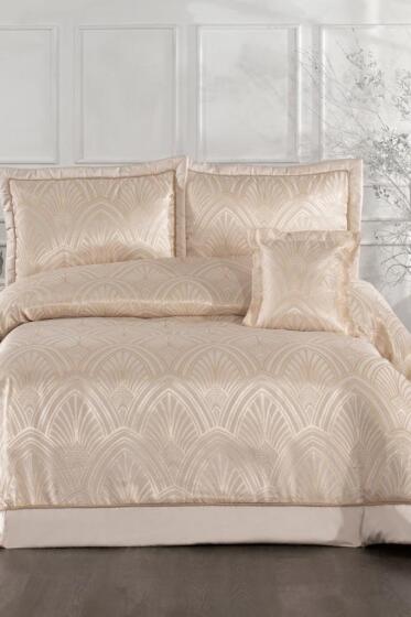 Artes Elyaf Dolgulu Çift Kişilik 250x255 Cm Yatak Örtüsü Krem - Çeyiz Diyarı