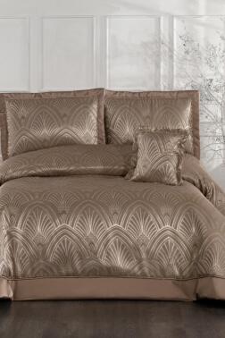 Artes Elyaf Dolgulu Çift Kişilik 250x255 Cm Yatak Örtüsü Vizon - Çeyiz Diyarı