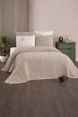 Arya 7 Parça %100 Pamuk Gelin Seti Cappucino - Çeyiz Diyarı