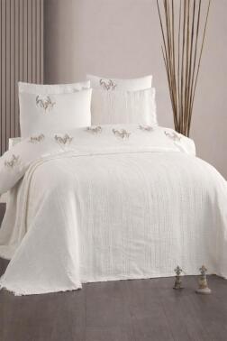 Arya 7 Parça %100 Pamuk Gelin Seti Ekru - Çeyiz Diyarı