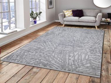 Asel Bambu Beyaz Bej Dikdörtgen Halı 160x230cm - Çeyiz Diyarı
