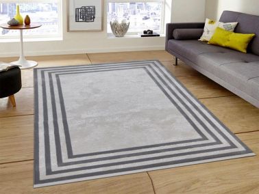 Asel Modern Gri Bej Dikdörtgen Halı 160x230cm - Çeyiz Diyarı