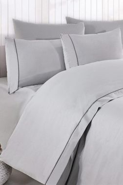 Ashley Biyeli Çift Kişilik 6 Parça Nevresim Takımı Gri - Çeyiz Diyarı