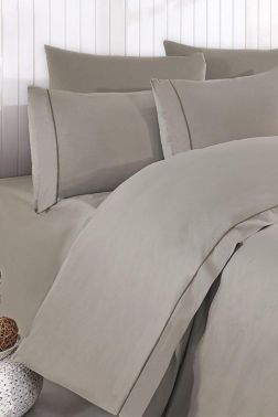 Ashley Biyeli Çift Kişilik 6 Parça Nevresim Takımı Taş - Çeyiz Diyarı