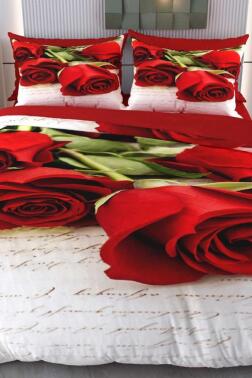 Aşk Mektubu Mikro Saten 3D Dijital Baskılı Çift Kişilik Nevresim Takımı - Çeyiz Diyarı