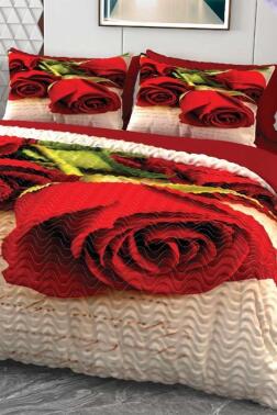 Aşk Mektubu Mikro Saten 3D Dijital Baskılı Dört Mevsim Çift Kişilik Nevresim Takımı - Çeyiz Diyarı