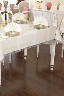 Asu 26 Parça Masa Örtüsü Takımı 160x220 cm Krem - Çeyiz Diyarı