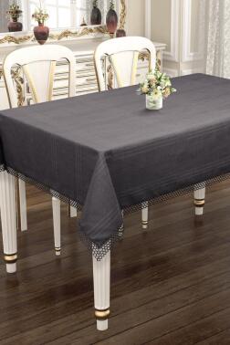 Asu 160x220 cm Tek Masa Örtüsü Antrasit - Çeyiz Diyarı