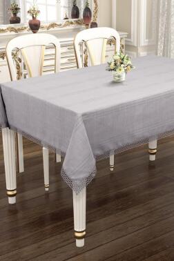 Asu 160x220 cm Tek Masa Örtüsü Gri - Çeyiz Diyarı