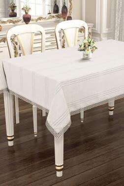 Asu 160x220 cm Tek Masa Örtüsü Krem - Çeyiz Diyarı