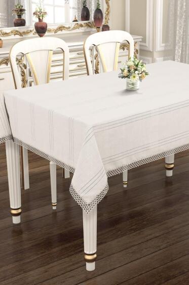 Asu 160x220 cm Tek Masa Örtüsü Krem - Çeyiz Diyarı