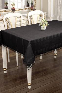 Asu 160x220 cm Tek Masa Örtüsü Siyah - Çeyiz Diyarı