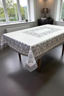 Asude Dertsiz Masa Örtüsü 120x150 cm Gri - Çeyiz Diyarı