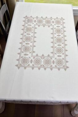 Asude Dertsiz Masa Örtüsü 140x180 cm Kahve - Çeyiz Diyarı (1)
