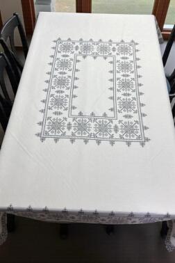 Asude Dertsiz Masa Örtüsü 150x220 cm Gri - Çeyiz Diyarı (1)