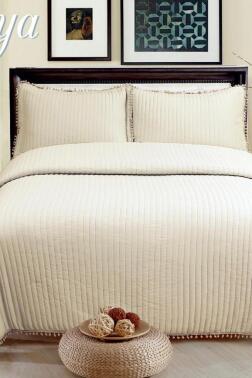 Asya Elyaf Dolgulu Tek Kişilik 180x240 Cm Yatak Örtüsü Bej - Çeyiz Diyarı