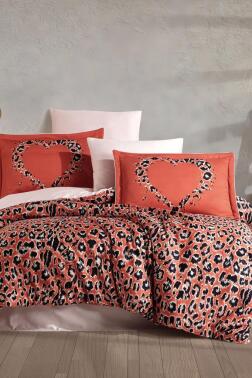 Aura Pamuk Saten Çift Kişilik Nevresim Takımı Koral - Hobby