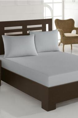 Bella Çift Kişilik 180x200 cm Lastikli Çarşaf Takımı Açık Gri - Çeyiz Diyarı