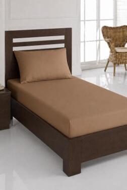 Bella Tek Kişilik 100x200 cm Lastikli Çarşaf Takımı Kahve - Çeyiz Diyarı